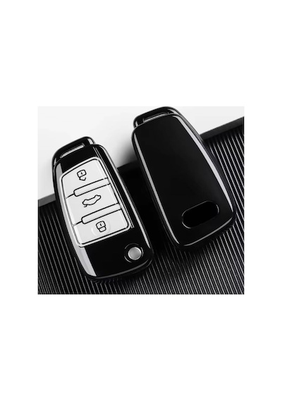 Audi A1 A3 8p 81 A4 A5 B6 B7 B8 A6 A7 C5 C6 4f Q3 Q5 Q7 Sustlı Lüx Anahtar Koruma Kılıfı Gri / Beyaz