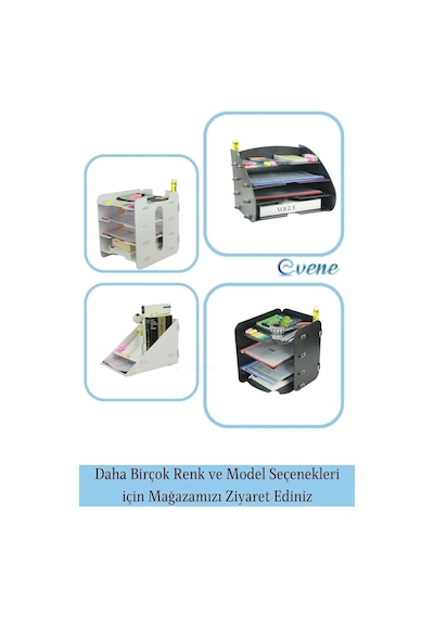 Evene Dosya Düzenleyici Masa Üstü Organizer Ahşap Evrak Raflı Model 3, Beyaz