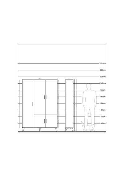 Arges Dolap 7 Raflı 5 Kapaklı Tek Askılı 132x30x195 Çam-çam/a... Çam