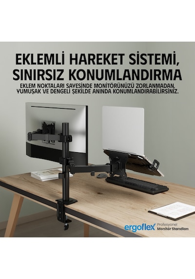 Ergoflex A74l Amortisörlü 17-27 Monitör Tutucu Ve 10-17 Laptop Standı