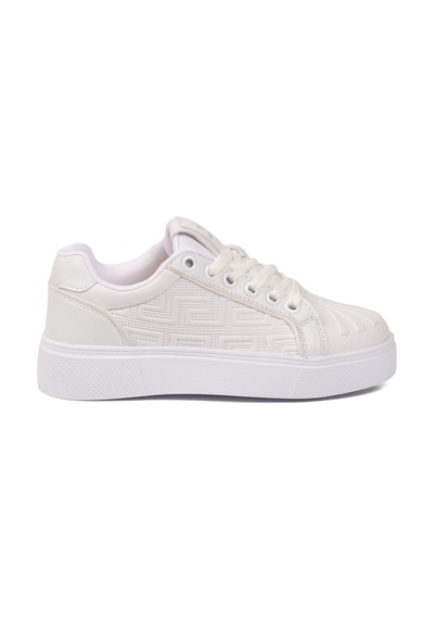 Walkway Beyaz Bağcıklı Kalın Rahat Tabanlı Kadın Casual Yürüyüş Ayakkabı Sneaker 26201