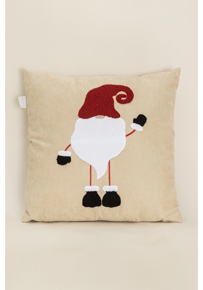 Charm Noel Baba Punch İşleme Bej Kırlent 43x43 35251a Bej