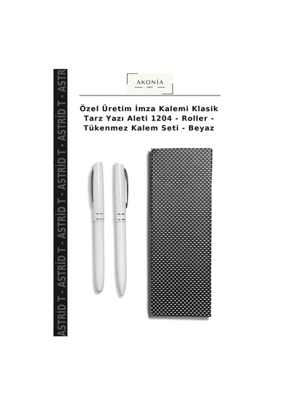 Özel Üretim İmza Kalemi Klasik Tarz Yazı Aleti 1204 - Roller - Tükenmez Kalem Seti - Beyaz Çok Renkli