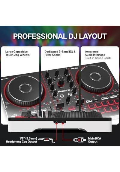 Numark Party Mix Iıı Dahili Işıklı Bluetooth Dj Controller 2 Deck, 16 Pad, Stems Kontrolü, Beat Assist, Smart Fader, Usb-c, Serato Dj Lite & Algoriddim Djay Dahil, Başlangıç Dj Seti