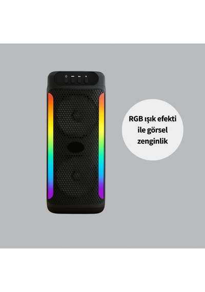 Rgb Işıklı Çift Hoparlörlü Taşınabilir Bluetooth Karaoke Speaker Ve Mikrofon