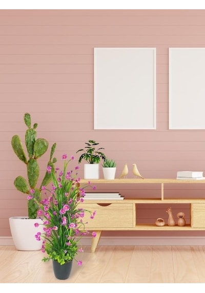 Yapay Çiçek Siyah Saksıda Lila Papatya Ağacı 55cm Yapay Çiçek Siyah Saksıda Lila Papatya Ağacı 55cm