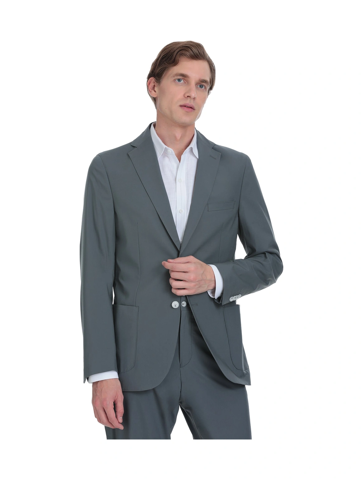 Hatemoğlu Antrasit Slim Fit Mono Yaka Casual Takım Elbise Antrasit