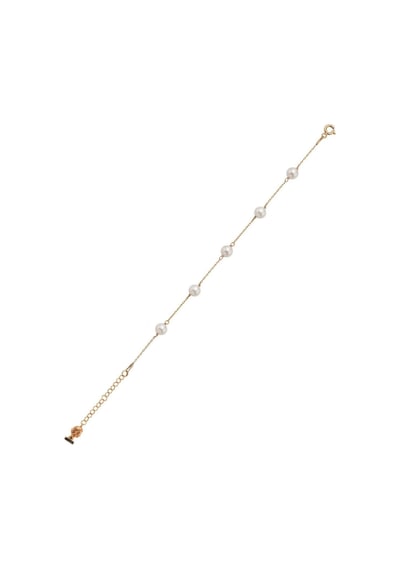 Zincir Doğal İnci Kadın Bileklik 18 Cm / Rose Gümüş