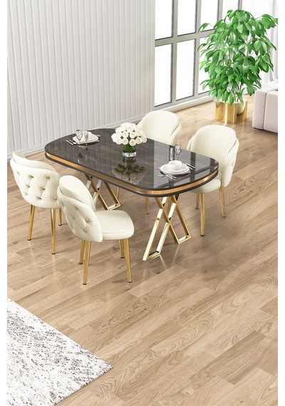 Canisa Zae Serisi 90x168 Lak Panel Antrasit Ironi Gold Ayak Masa Takımı 4 Krem Sandalye Antrasit İroni Masa Krem Sandalye Ayaklar Gold Canisa Zae Serisi 90x168 Lak Panel Antrasit Ironi Gold Ayak Masa Takımı 4 Krem Sandalye Antrasit İroni Masa Krem Sandalye Ayaklar Gold