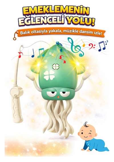 Dans Eden Şarjlı Müzikli Işıklı Ahtapot-emeklemeye Yardımcı Dansçı Kali Yeşil