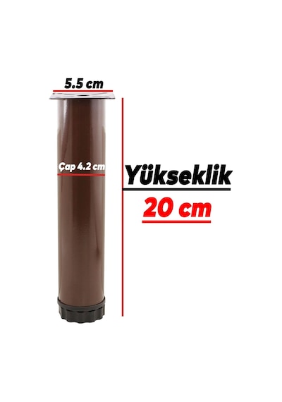 Badem10 Ayarlanabilir Mobilya Kanepe Baza Koltuk Metal Destek Yükseltici Kahve Ayağı Ayakları 20 Cm 4 Adet 6395751
