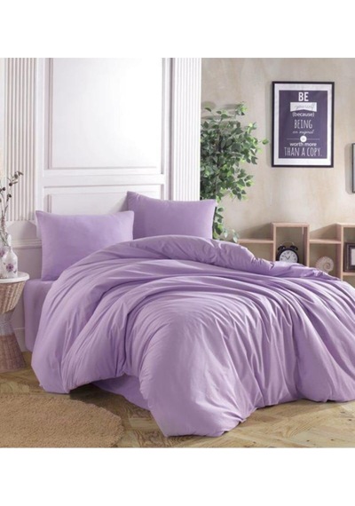Ranforce Pamuklu Lastikli Çift Kişilik Nevresim Takımı, 200x220 Cm, Lila Çok Renkli