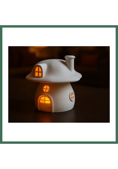 En-cag 3d Baskı Mantar Ev Tealight Mumluk Bacalı Pencereli Dekoratif Gece Lambası Çocuk Odası Süsü Beyaz Bss