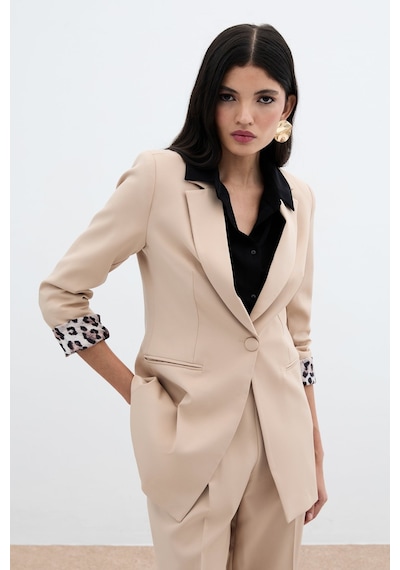 Sateen Mono Yaka Klasik Ceket - Camel