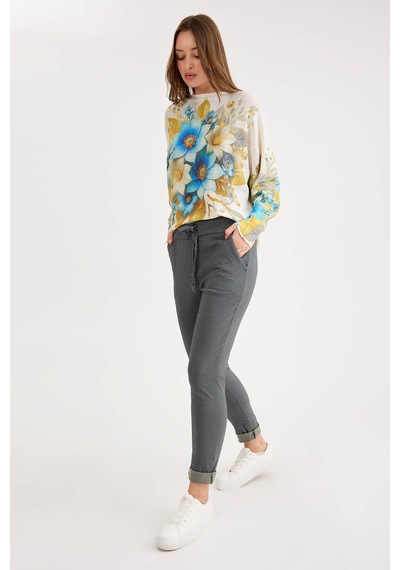Vitrin Beli Simli Bağcıklı Havuç Kesim Pantolon Antrasit