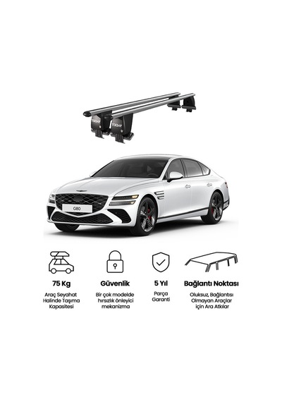 Royal Genesis G80 2017 Ve Sonrası Uyumlu Gri Ara Atkı Port Bagaj Tavan Barı