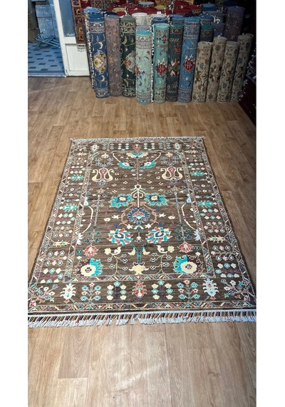 El Dokuma Afghan Halısı Kahverengi