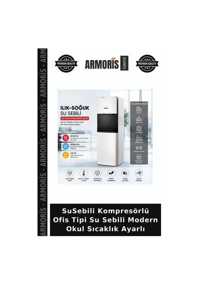Susebili Kompresörlü Ofis Tipi Su Sebili Modern Okul Sıcaklık Ayarlı