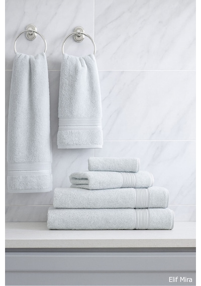 6 Parça Banyo Havlusu Seti Pamuklu 70x140 Cm Serenio Açık Gri-açık Gri