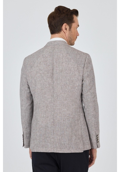 İmza Kazayağı Desen Bez Ayağı Mono Yaka Yarım Astar Keten Karışımlı 6 Drop Slim Fit Ceket 1002250102 Bej İmza Kazayağı Desen Bez Ayağı Mono Yaka Yarım Astar Keten Karışımlı 6 Drop Slim Fit Ceket 1002250102 Bej