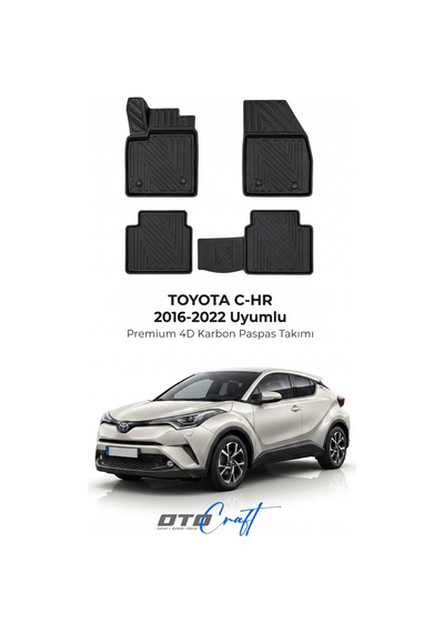 Otocraft Toyota C Hr 2016-2022 Araca Özel 4d Karbon Oto Paspas Havuzlu Tam Set