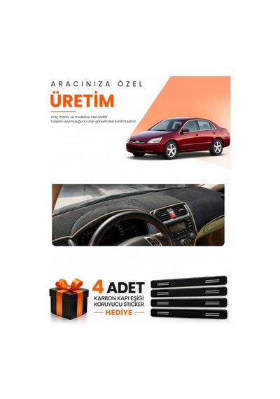Honda Accord 2002-2008 Uyumlu Torpido Koruma Örtüsü Oto Kılıfı - Siyah Bej