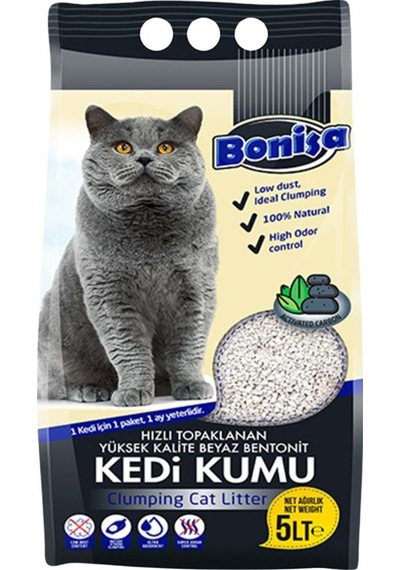 Bonisa Active Carbonlu Topaklaşan Bentonit Kedi Kumu 5 L