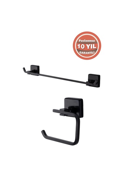 Çelik Banyo Paslanmaz Pirinç Kumru Tuvalet Kağıtlık +havluluk Siyah