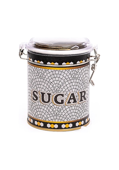 Mosaic Sugar Desenli Kilitli Kapaklı Yuvarlak Metal Kutu, 9 X 11 Cm, 0.6 Lt