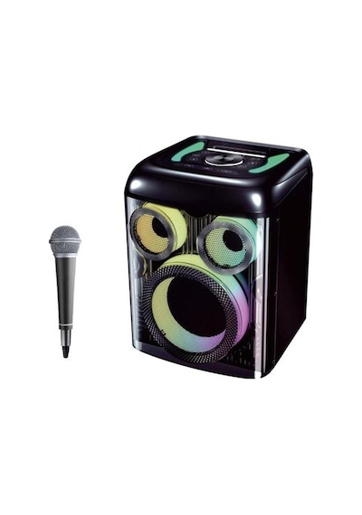 Bluetooth Hoparlör 30w 12ınç Karaoke Mikrofonlu Rgb Ledli Işıklı Parti Boy Çanta Tasarım Hoparlör