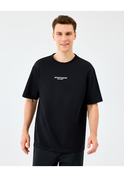 Skechers M Graphic Tee Reflect Logo Oversize T-shirt Erkek Siyah Tshirt S231094-3817 Siyah