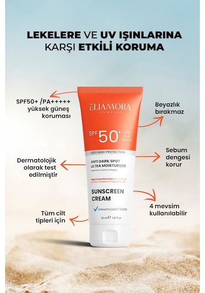 Eliamora Yoğun Leke Karşıtı +50 SPF Güneş Kremi 50 ML