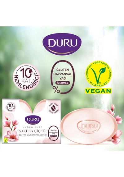 Duru Hydro Pure Sakura Çiçeği 8 Adet Şeffaf Cilt Bakım Sabunu 8x135 Gr Sakura Çiçeği