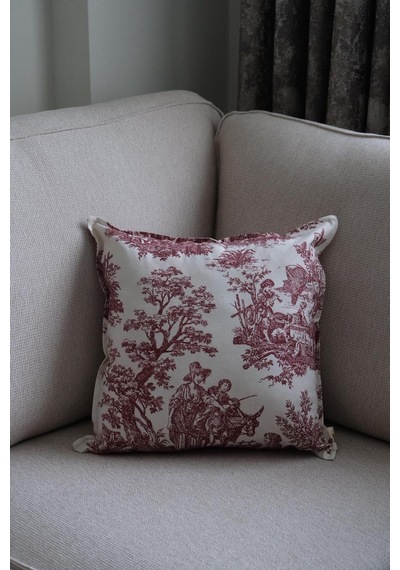 Bordo Kırlent Vintage Desenli 45x45 Dekoratif Yastık Kılıfı Bordo - 693923299 Bordo