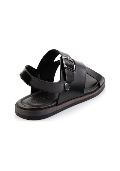 Siyah Hakiki Deri Erkek Sandalet E05433071014