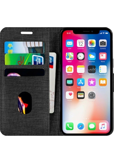 Huawei P Smart 2021 Kartvizitli Cüzdan Kılıf Siyah