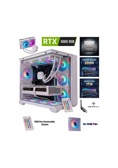 Ga-deluxe Beyaz Geforce Rtx 5060 Amd Ryzen 9 9900x 32 Gb 1 Tb Ssd Tekli Kasa Masaüstü Oyuncu Bilgisayarı Cm5060wtk32gb Ga-deluxe Beyaz Geforce Rtx 5060 Amd Ryzen 9 9900x 32 Gb 1 Tb Ssd Tekli Kasa Masaüstü Oyuncu Bilgisayarı Cm5060wtk32gb