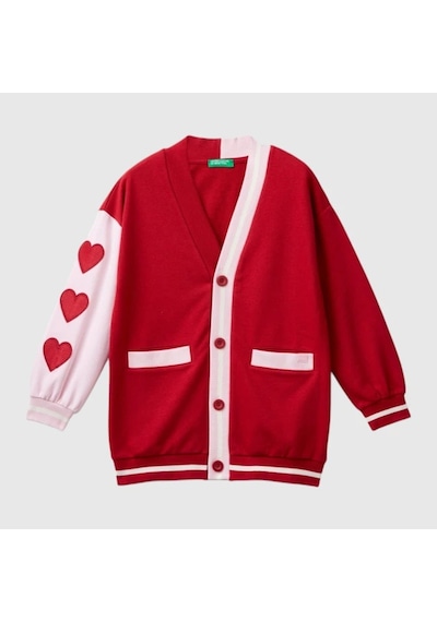 Benetton Kız Çocuk Hırka Kırmızı 32n4c600g Kırmızıı