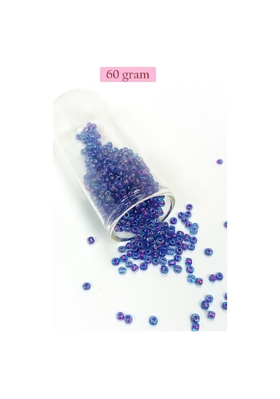 Dökme Cam Kum Boncuk 8/0 3 Mm - 60 Gram - Şeffaf Mavi - Bnc190