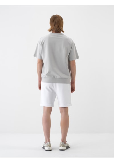 Xint Gri Pamuk Dokulu Oversize Tişört 502213