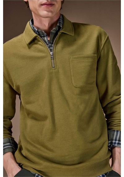 Defacto Yarım Fermuarlı Sweatshirt F8215ax26spkh256 Haki-kh256