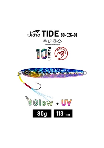 Jig, Zoka, Suni Yem, Uv Metal Jig, 80gr 11cm Jıgto Tide 80