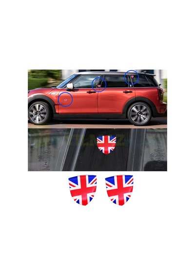 Mini Cooper Union Jk Rozet Yan Çamurluk Kelebek Cam Damla Silikon Etiket Oto Sticker 2 Adet