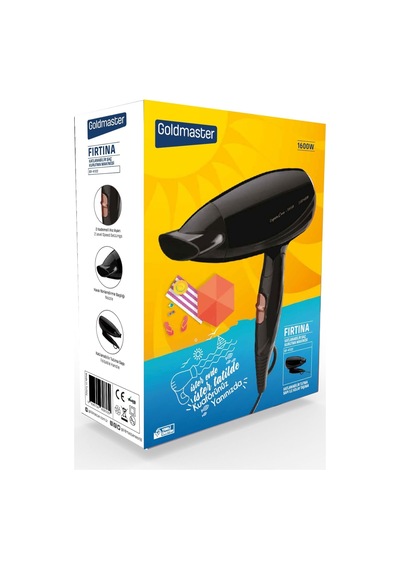 By 4102 Fırtına Saç Kurutma Makinesi, 1600w, 2 Hız Kademeli, Katlanabilir Sap, Kompakt Tasarım, Termostat Korumalı, Siyah