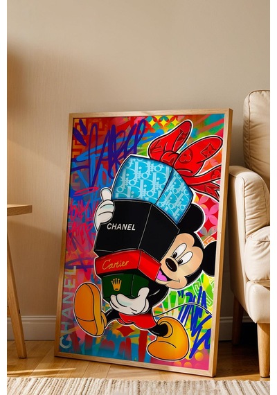 Mickey Mouse Çerçeveli Tablo - Print Money Serisi Poster Tablo
