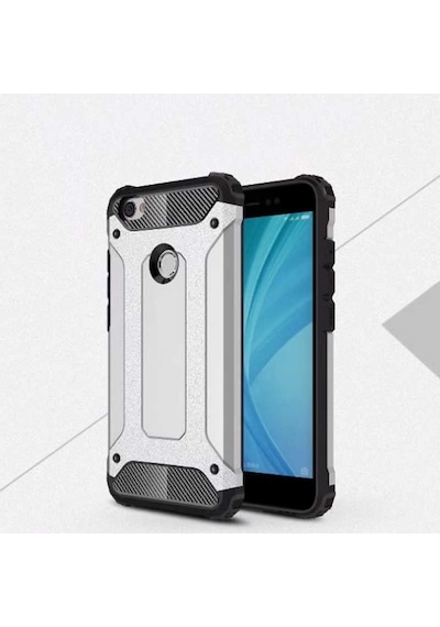 Noktaks - Xiaomi Uyumlu Xiaomi Redmi Note 5a - Kılıf Çift Katman Zırh Tank Crash Military Kapak - Gri T2474 Gri