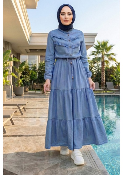 Hb Harma Time Butik Kadın Fırfır Detaylı Bağcıklı Açık Kot Mavi Denim Elbise Açık Mavi Açık Mavi Hb Harma Time Butik Kadın Fırfır Detaylı Bağcıklı Açık Kot Mavi Denim Elbise Açık Mavi Açık Mavi