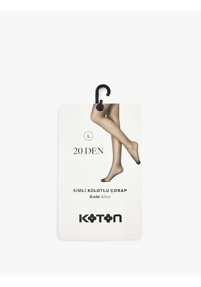 Koton Simli 20 Den Metalik İplik Detaylı Külotlu Çorap Altın 7wak81120aa