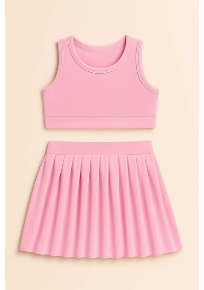 My Kids Wear Kız Cocuk Sort Eteklı Mayo Takımı 4 -14 Yas 11938 Pudra
