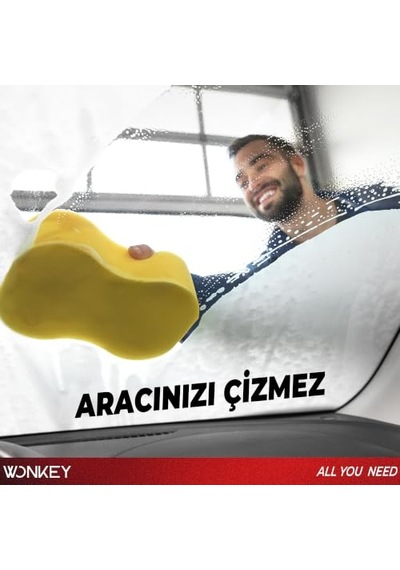 Ayrex Wonkey - Oto Yıkama Süngeri, Araba Yıkama Ve Temizleme İçin Sünger, Araç Temizlik Süngeri, Emici Otomobil K